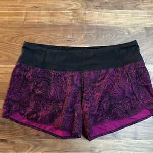 Lululemon Shorts 4” inseam Women's Paisley Shorts - Black and Purple